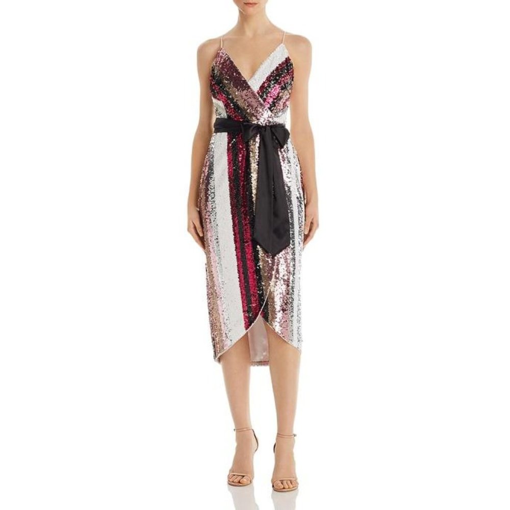 $248 NWT Aidan Mattox Sequin Wrap Dress - Picture 4 of 12